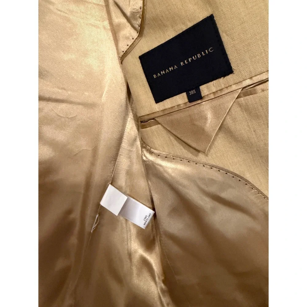 Banana Republic Blazer‎ Mens 38S Tan Linen Cotton Blend 3 Button Coat Jacket